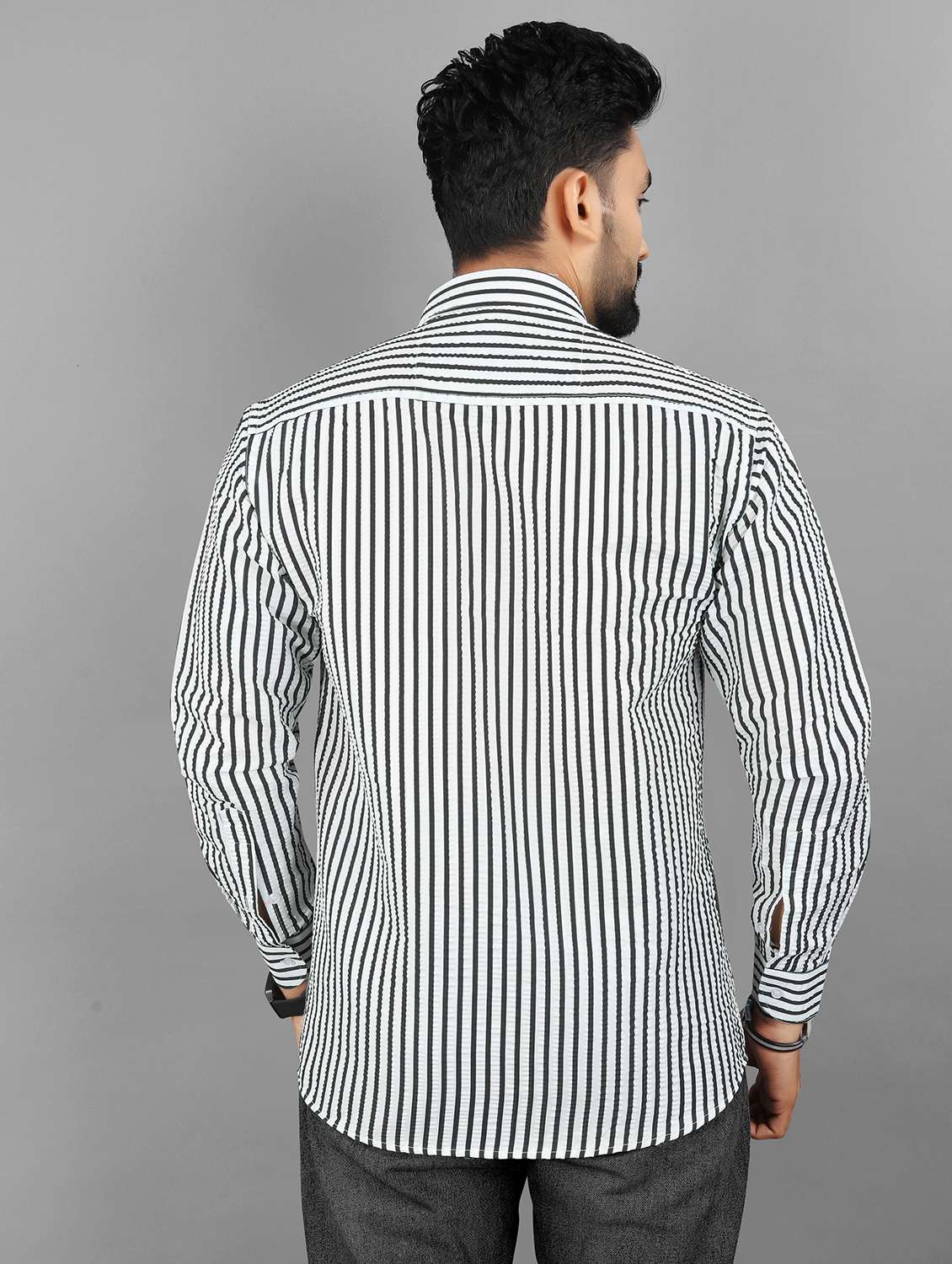 men striped long sleeve regular fit casual shirt - 21947656 -  Standard Image - 3
