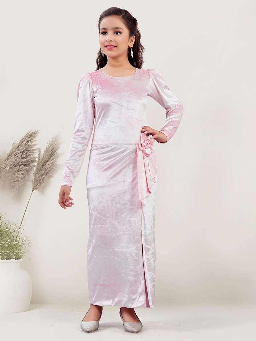 girls solid long sleeve bodycon dress