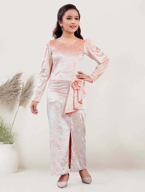 girls solid long sleeve bodycon dress - 21947672 - Standard Image - 0