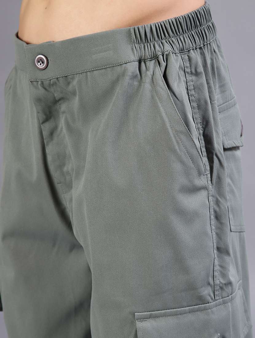 men solid mid rise cargo - 21947706 -  Standard Image - 5