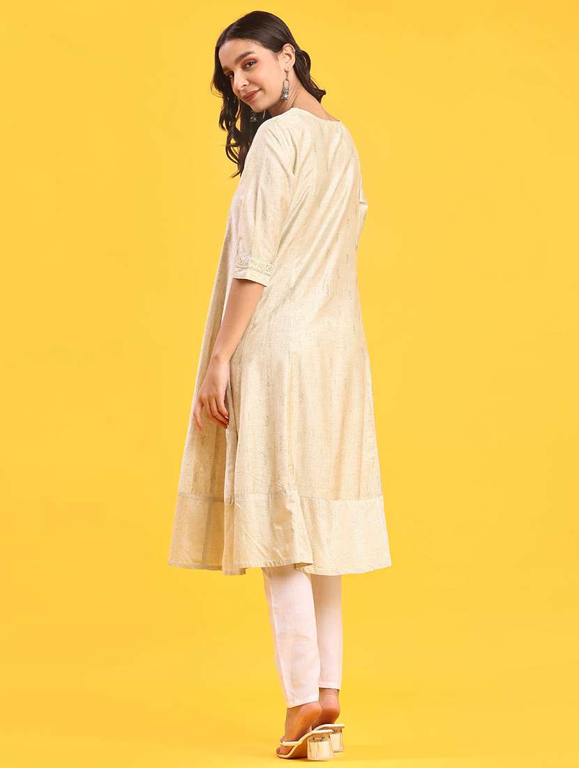 women three quarter sleeve a-line kurta - 21947810 -  Standard Image - 3