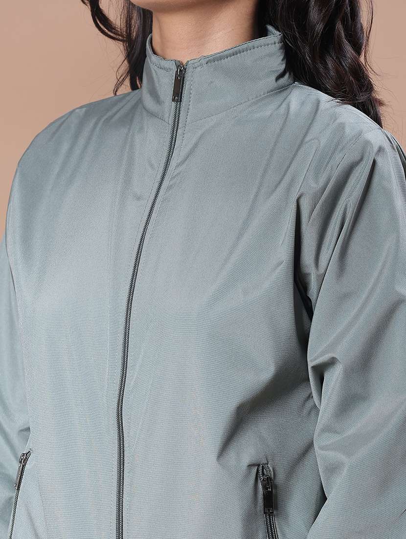 women solid long sleeve windcheater jacket - 21947823 - Standard Image - 3