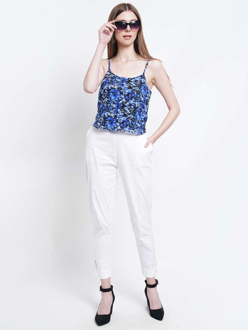 women printed shoulder strap backless top - 21947828 - Standard Image - 3