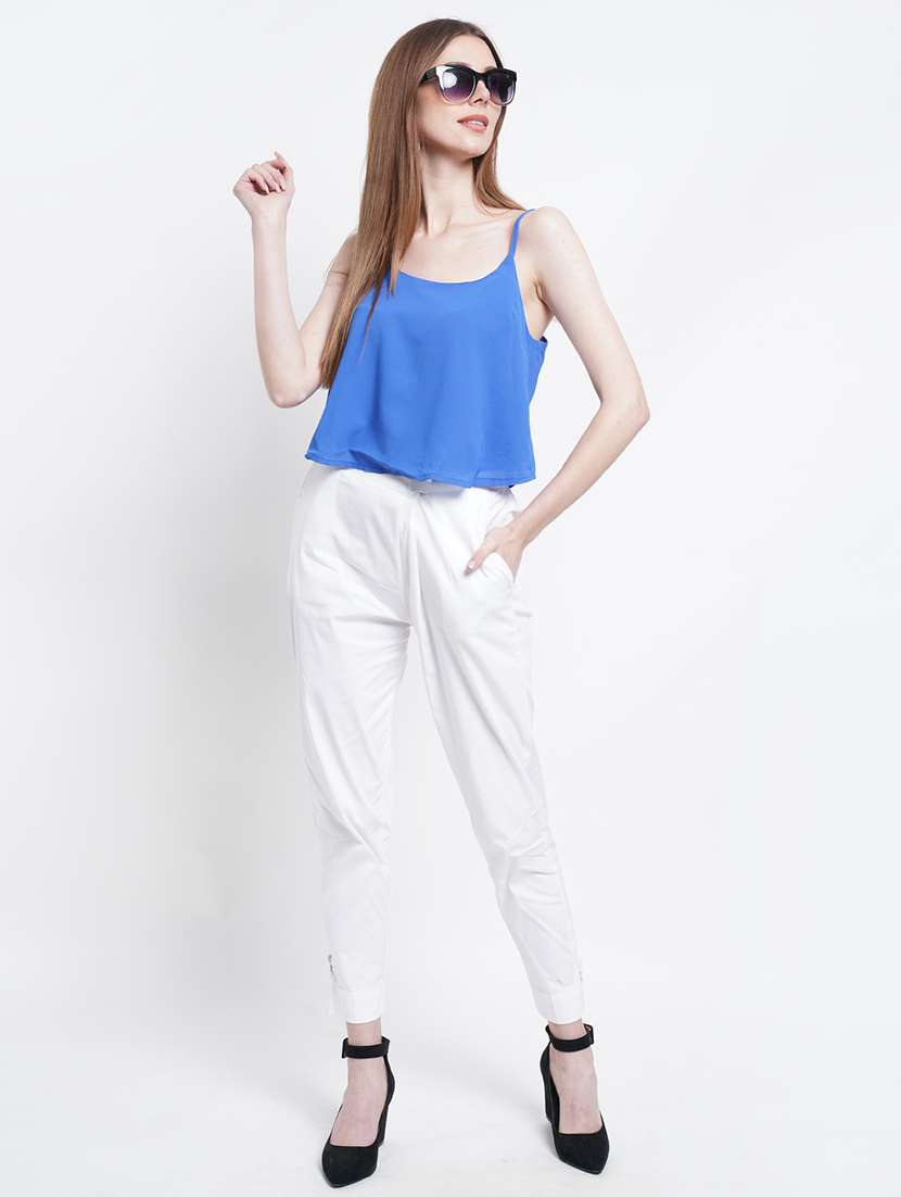 women printed shoulder strap backless top - 21947830 - Standard Image - 3