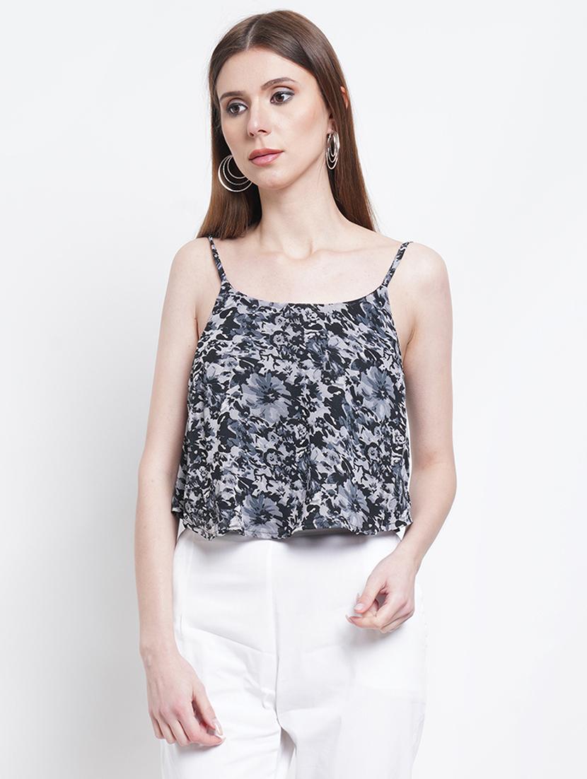 women printed shoulder strap backless top - 21947831 - Zoom Image - 0