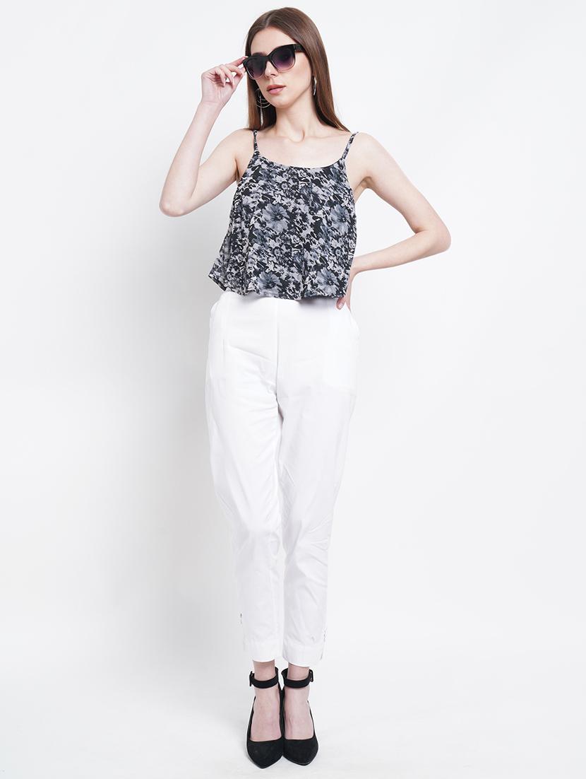 women printed shoulder strap backless top - 21947831 - Standard Image - 3
