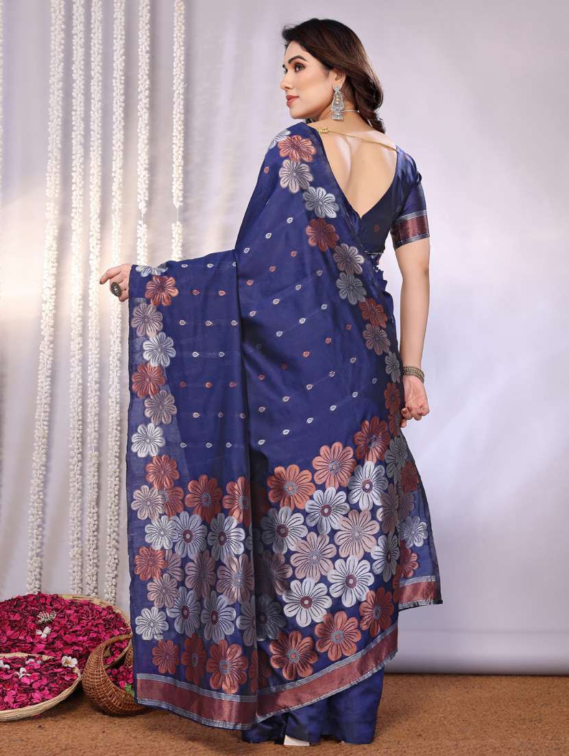 women blue banarasi saree with blouse - 21947873 - Standard Image - 3