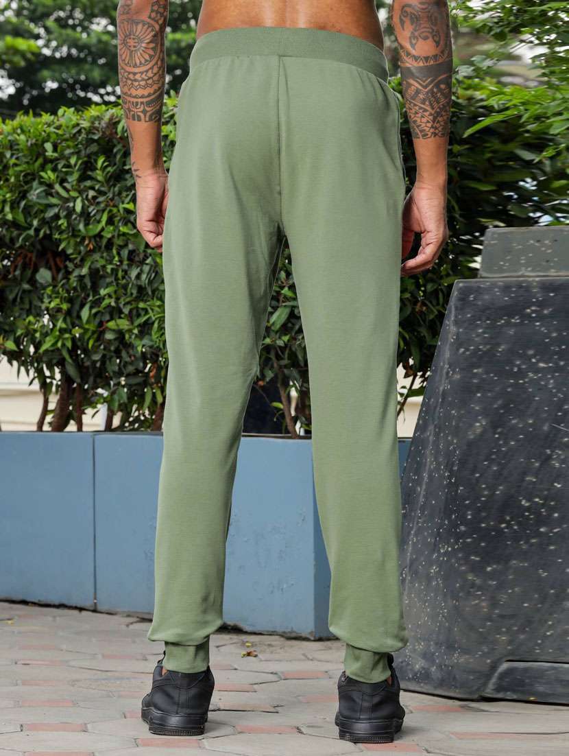 men olive solid mid rise jogger - 21947876 - Standard Image - 3