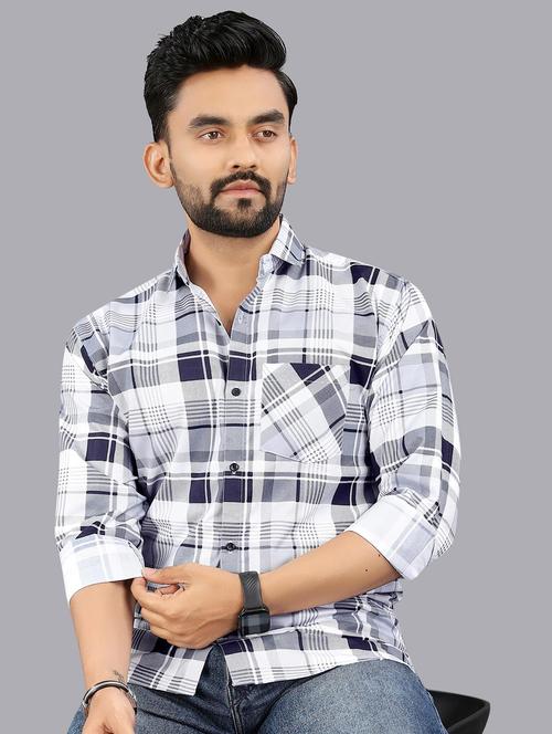 men checkered long sleeve regular fit casual shirt - 21947938 - Standard Image - 0