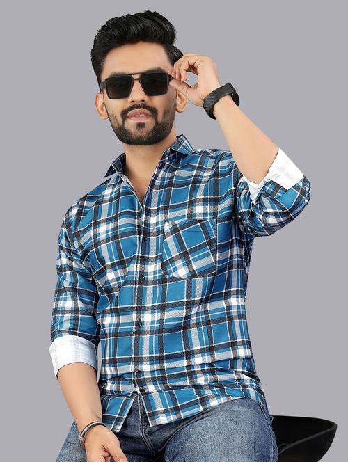 men checkered long sleeve regular fit casual shirt - 21947940 -  Standard Image - 0