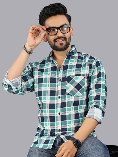 men checkered long sleeve regular fit casual shirt - 21947941 - Standard Image - 0