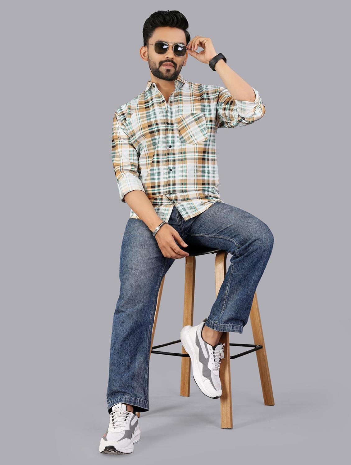men checkered long sleeve regular fit casual shirt - 21947944 - Standard Image - 3