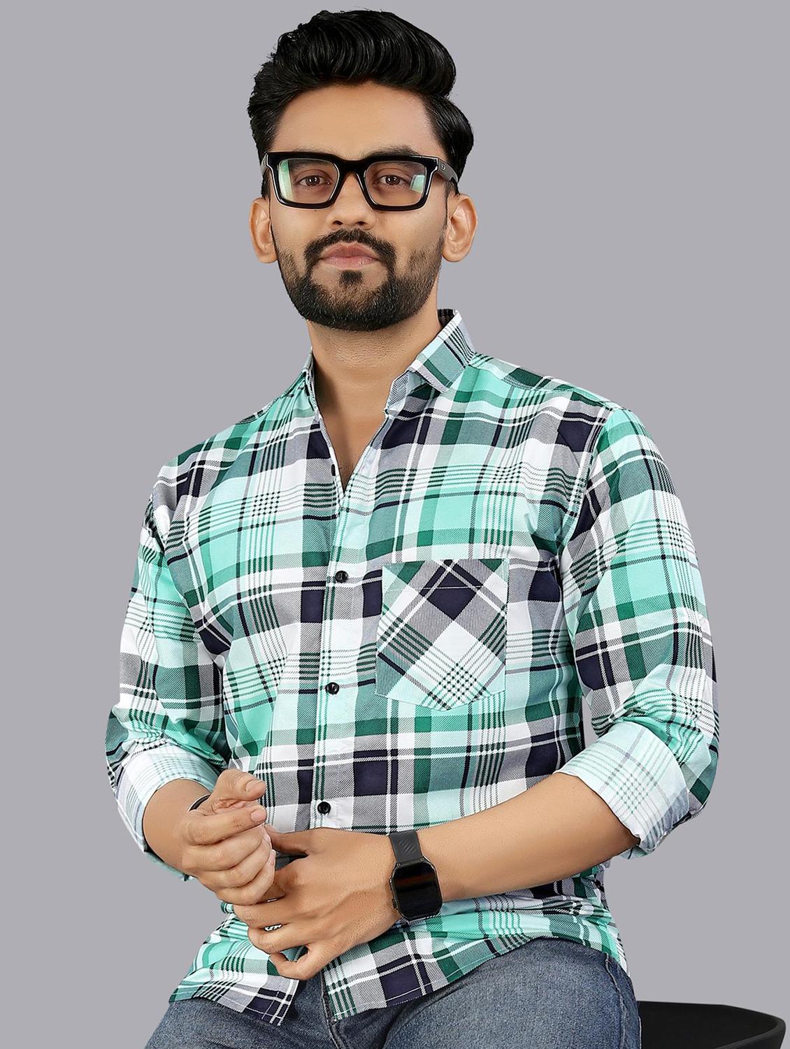 men checkered long sleeve regular fit casual shirt - 21947948 -  Zoom Image - 0