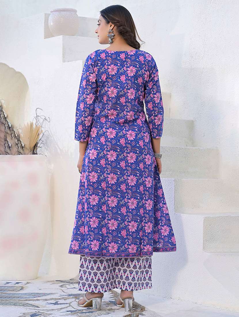 women three quarter sleeve kurta palazzo with dupatta set - 21947954 -  Standard Image - 3