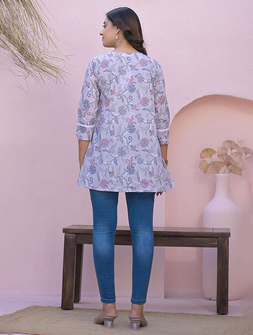 women three quarter sleeve angrakha kurti - 21947963 -  Standard Image - 3