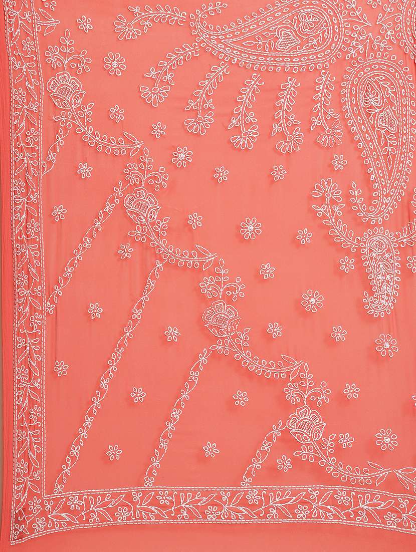 women solid with work chikankari saree with blouse - 21947971 - Standard Image - 3