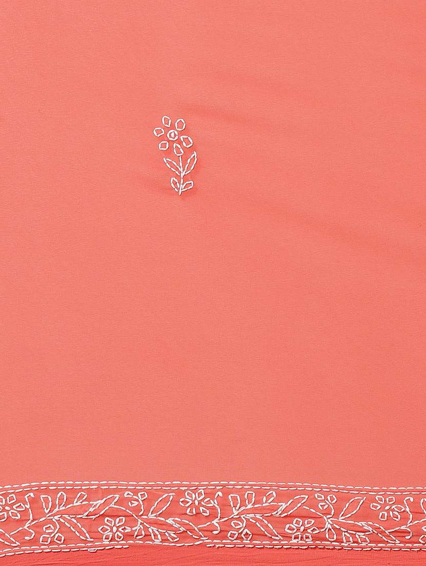 women solid with work chikankari saree with blouse - 21947971 - Standard Image - 5