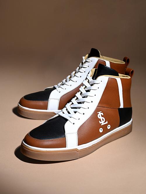 men color block lace up high ankle sneaker - 21947981 -  Standard Image - 0
