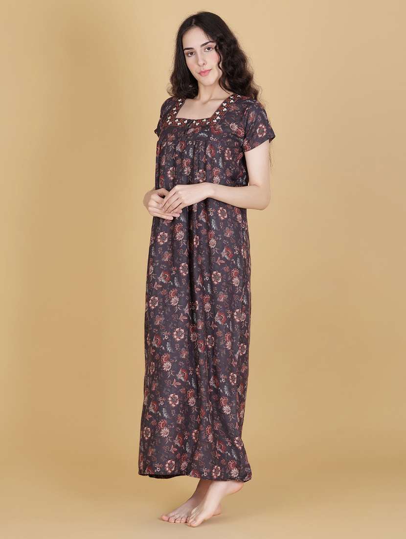 women printed short sleeve nighty - 21948023 -  Standard Image - 3