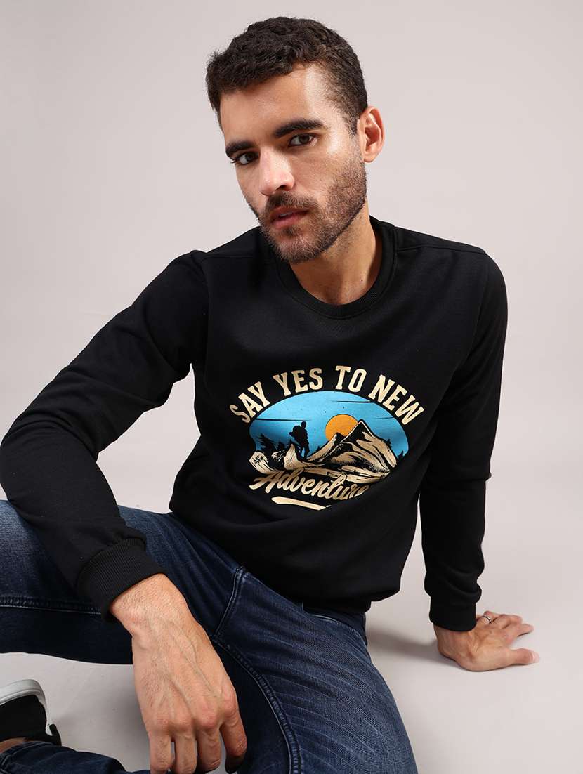 men printed long sleeve regular fit sweatshirt