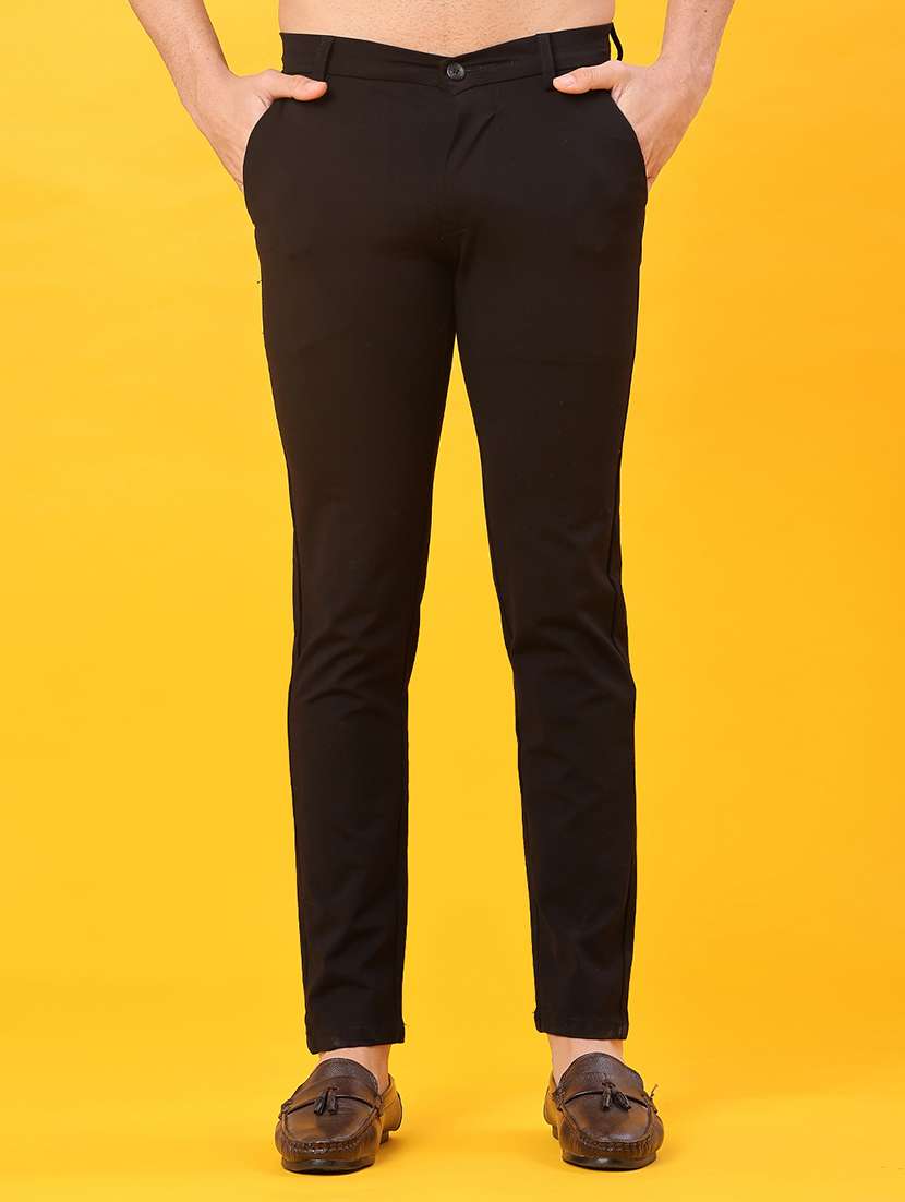 men solid mid rise slim fit chinos 