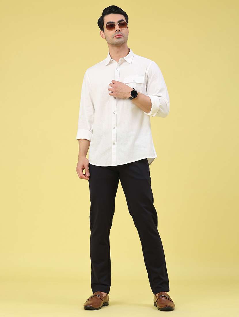 men solid mid rise chinos casual trouser - 21948135 -  Standard Image - 5