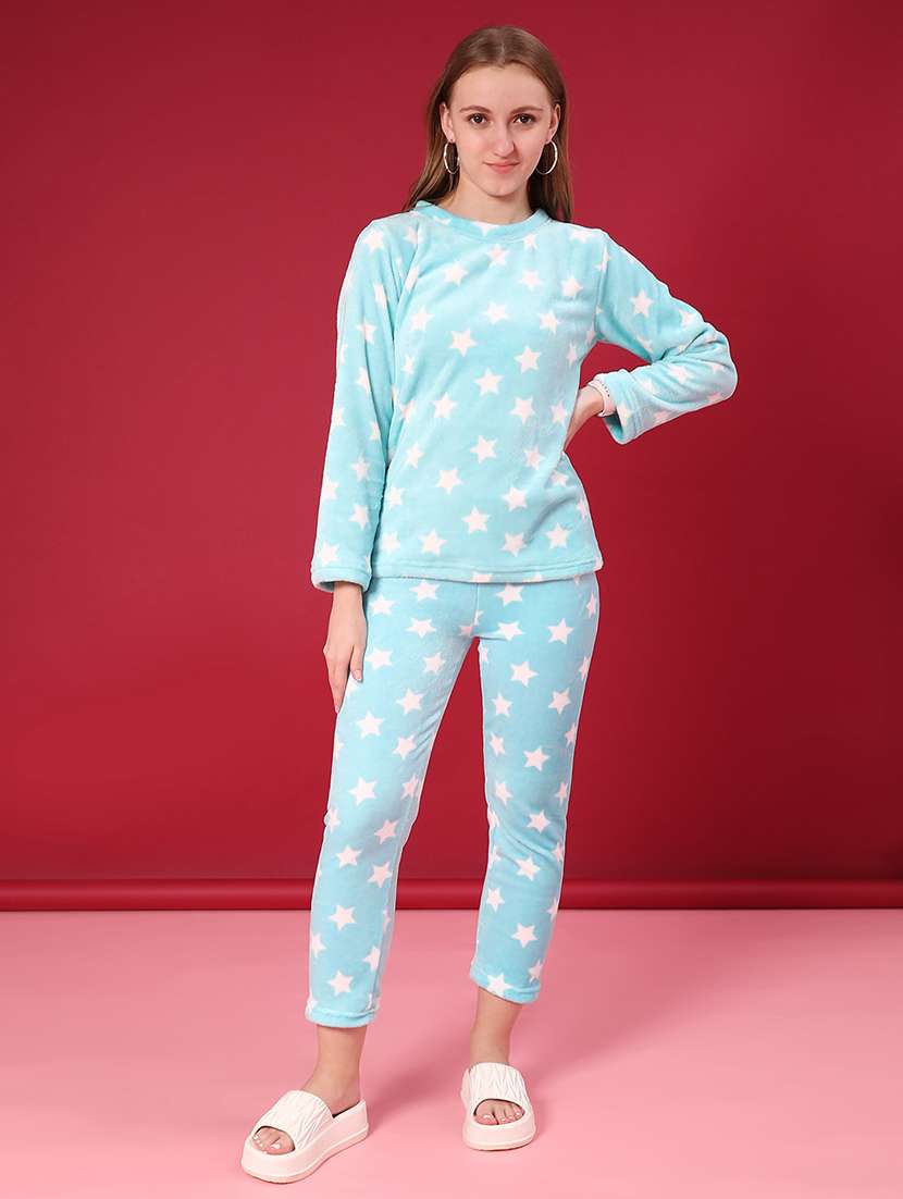 women printed nightwear pyjama set