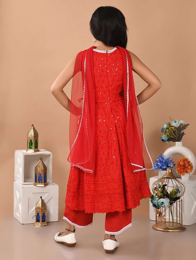 girls embroidered kurta and pant with dupatta  - 21948187 -  Standard Image - 3