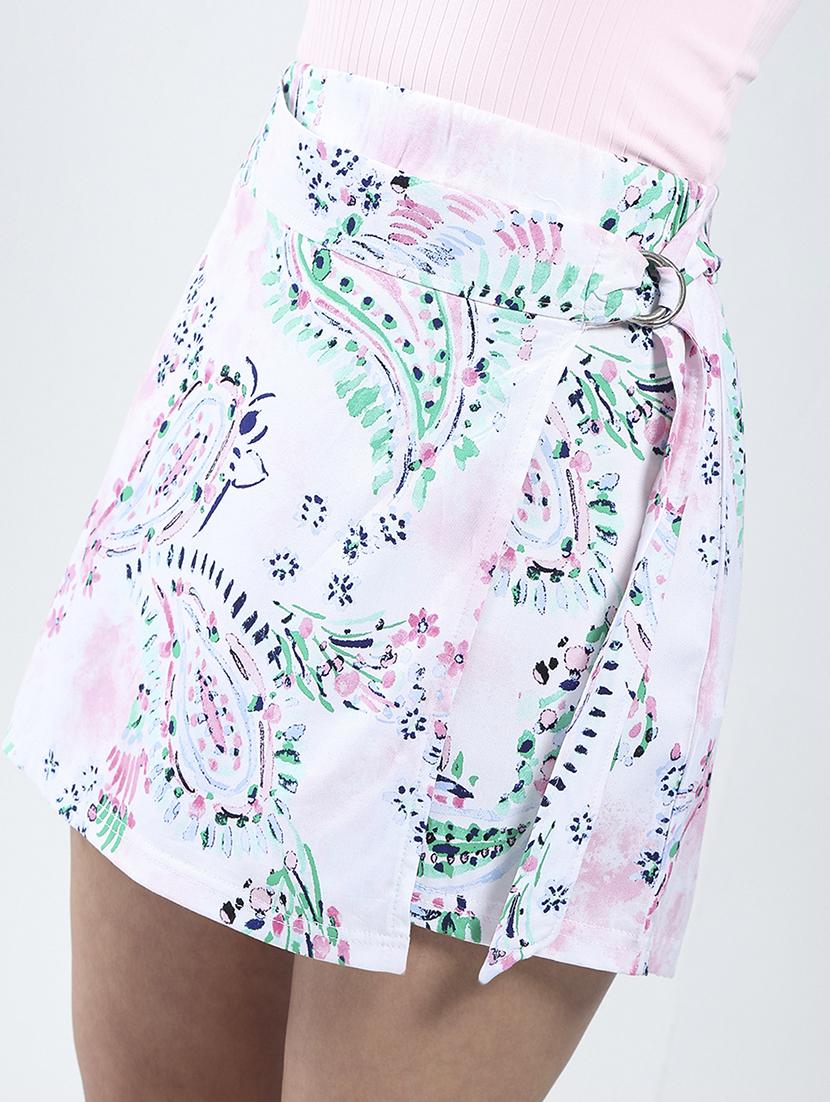 women printed mid rise mini skorts - 21948282 - Standard Image - 5