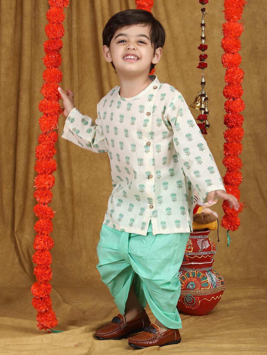 kids printed long sleeve dhoti kurta set - 21948328 - Zoom Image - 0