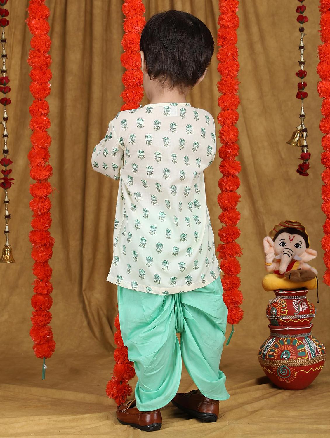 kids printed long sleeve dhoti kurta set - 21948328 - Standard Image - 3