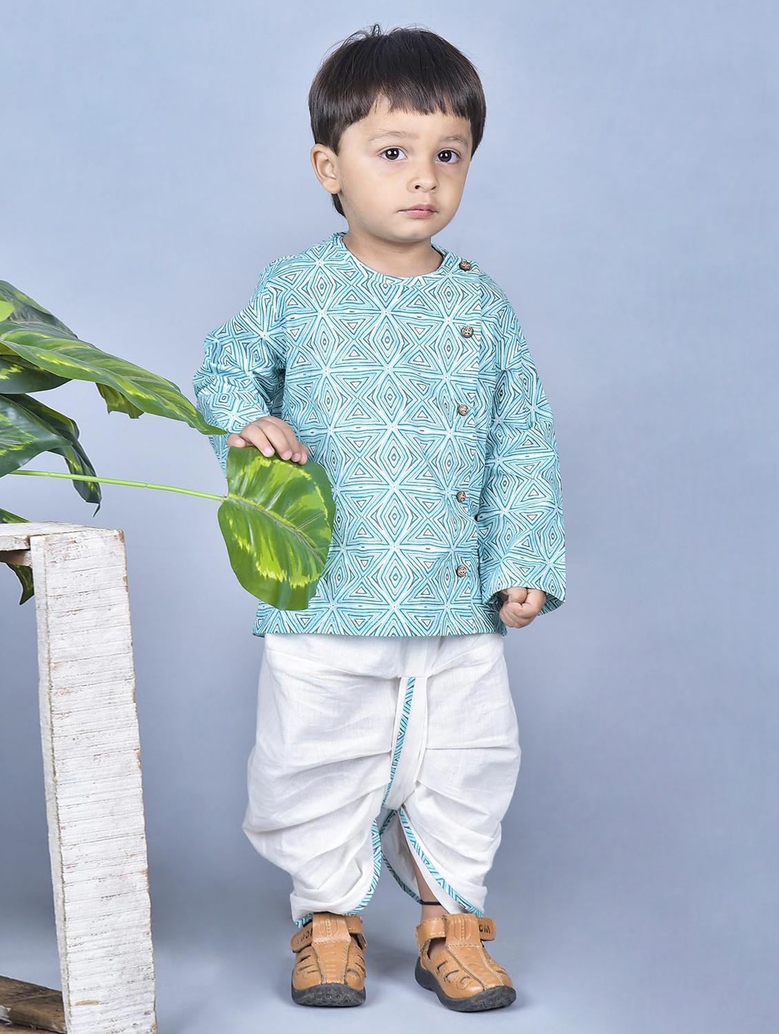 kids printed long sleeve dhoti kurta set - 21948329 -  Zoom Image - 0
