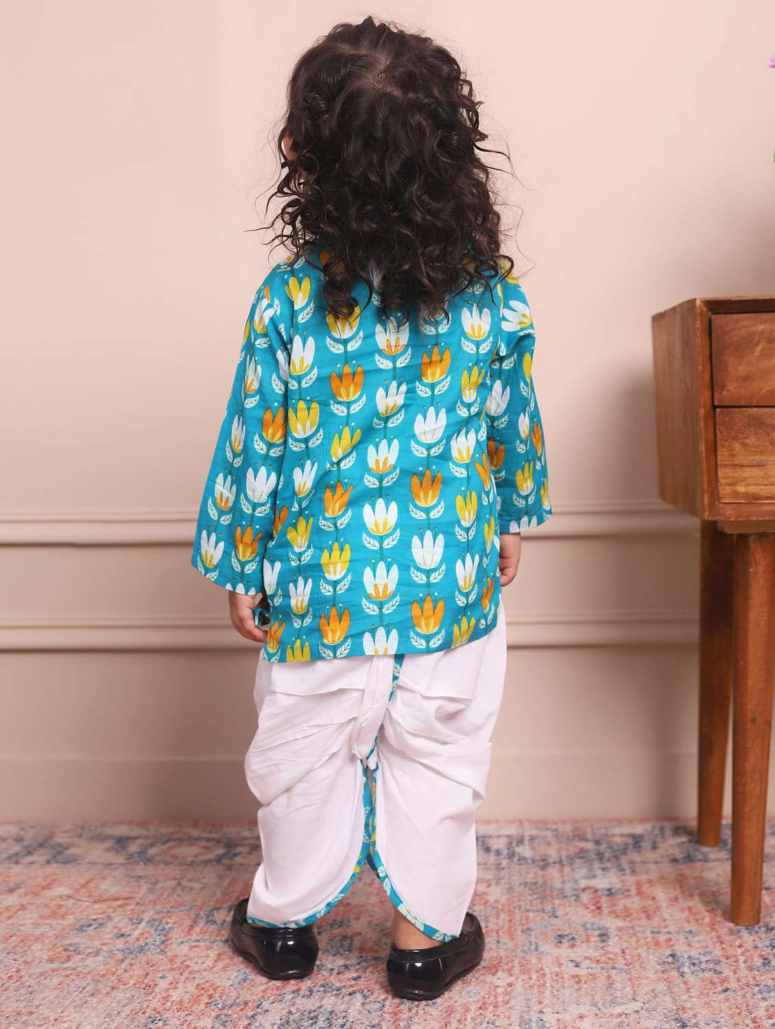 kids printed long sleeve dhoti kurta set - 21948330 -  Standard Image - 3