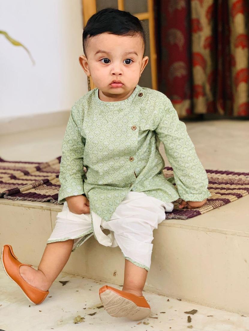 kids printed long sleeve dhoti kurta set - 21948333 - Standard Image - 5