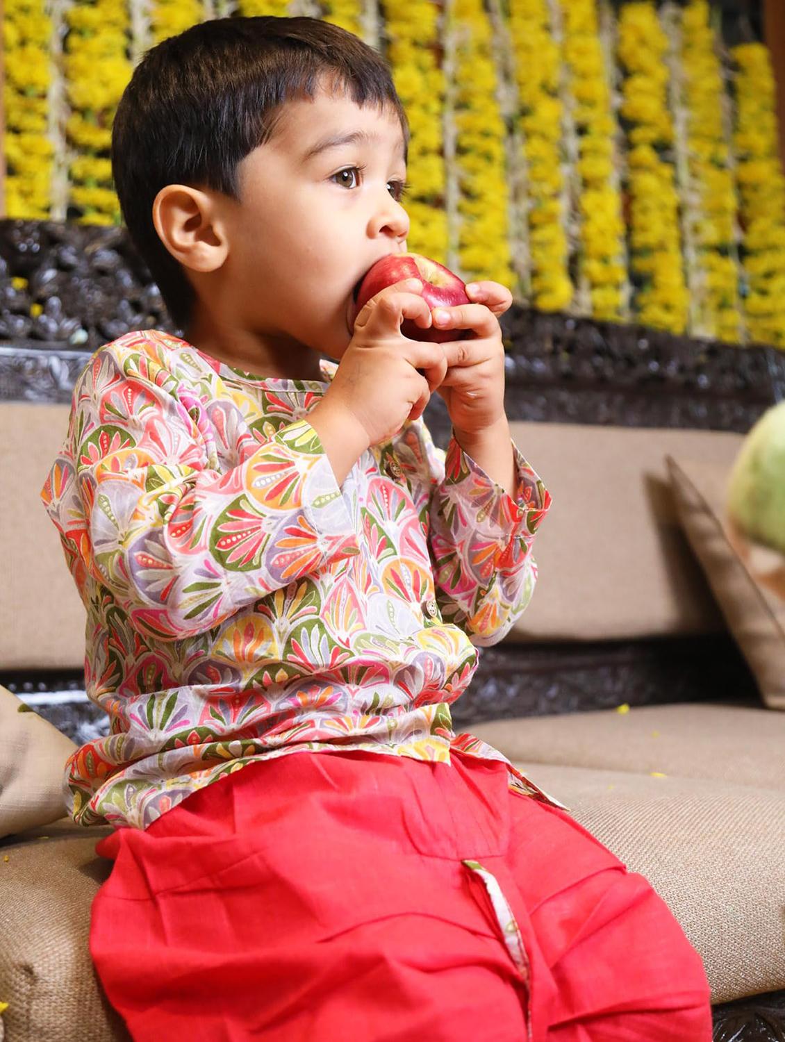 kids printed long sleeve dhoti kurta set - 21948334 - Standard Image - 3