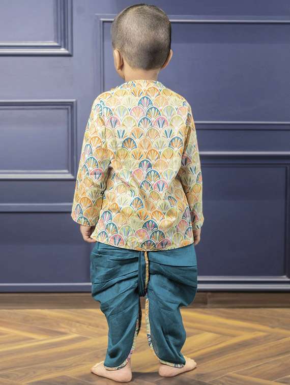 kids printed long sleeve dhoti kurta set - 21948335 -  Standard Image - 3