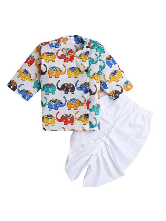kids printed long sleeve dhoti kurta set - 21948337 - Zoom Image - 0