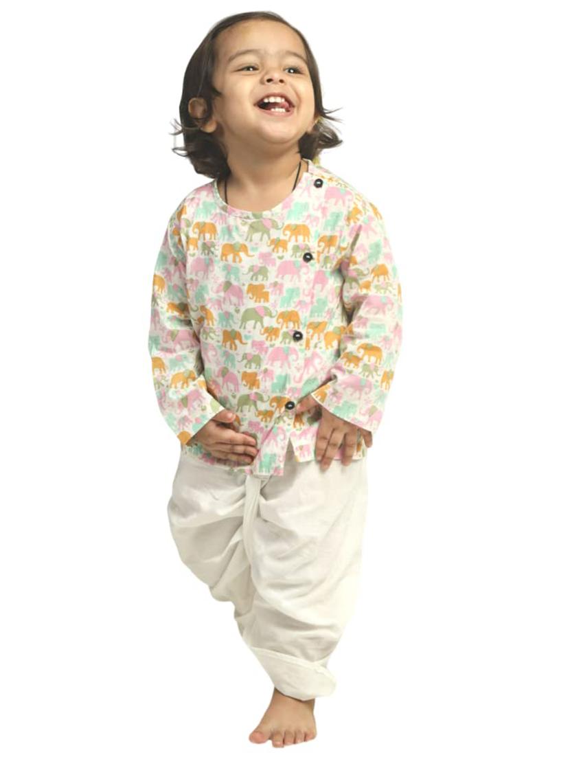 kids printed long sleeve dhoti kurta set - 21948340 - Standard Image - 5