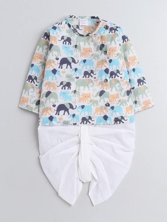 kids printed long sleeve dhoti kurta set - 21948341 - Zoom Image - 0