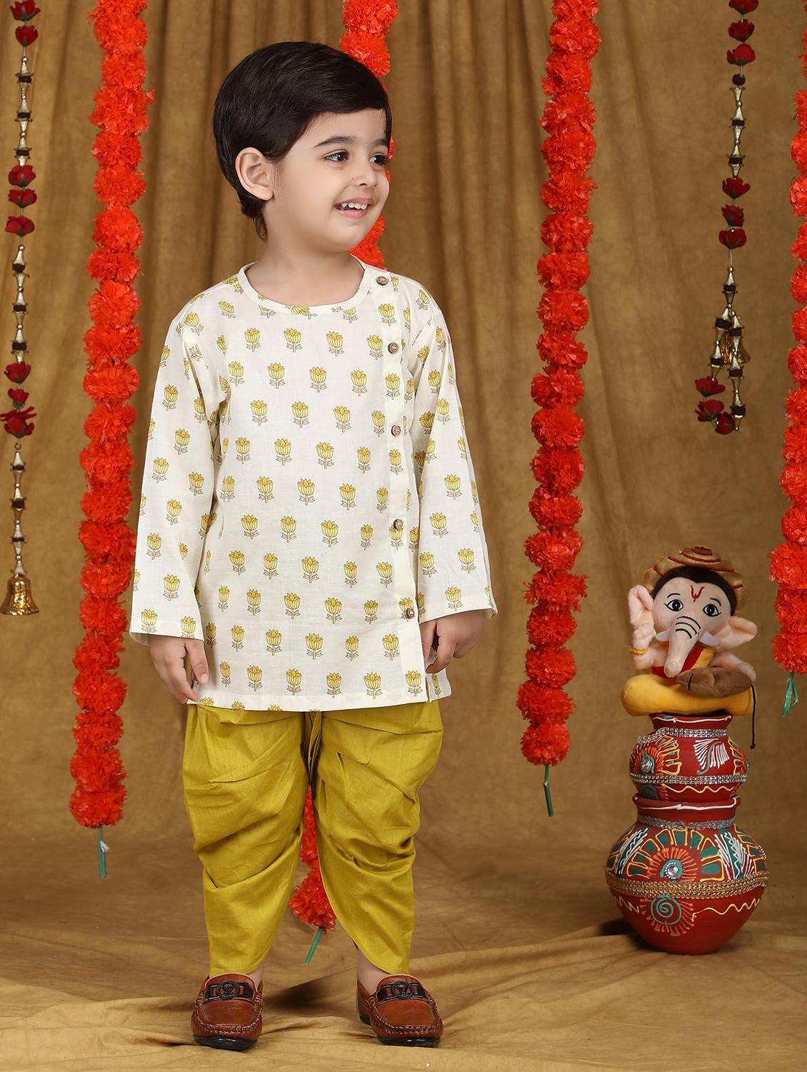 kids printed long sleeve dhoti kurta set - 21948345 - Zoom Image - 0
