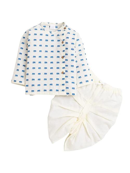 kids printed long sleeve dhoti kurta set - 21948346 - Standard Image - 0