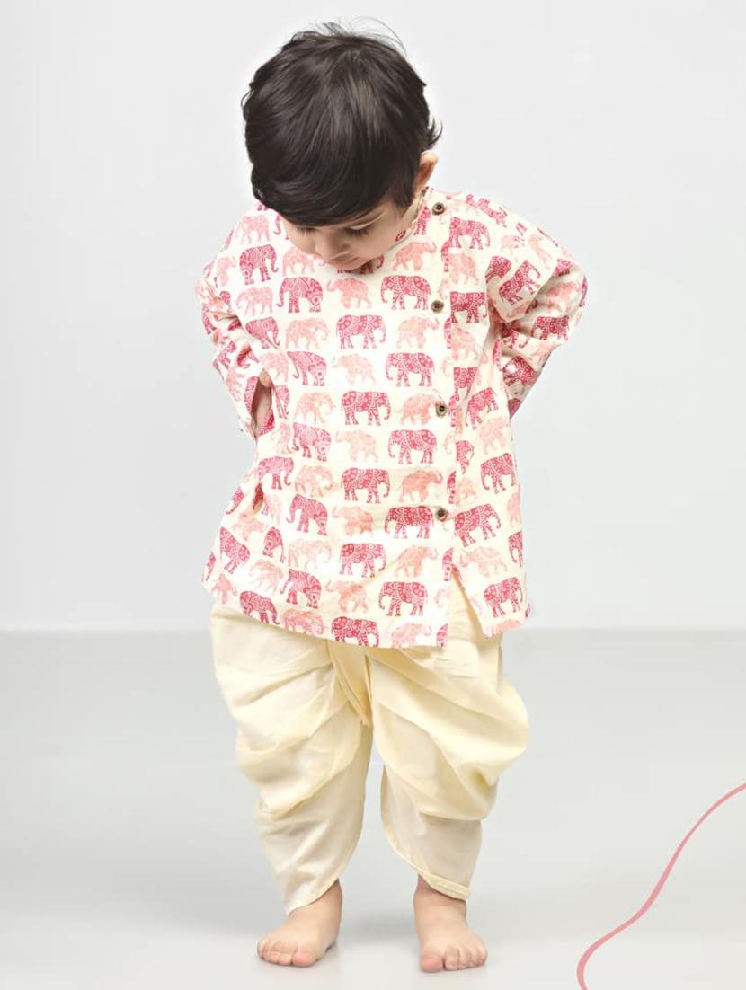 kids printed long sleeve dhoti kurta set - 21948348 -  Zoom Image - 0