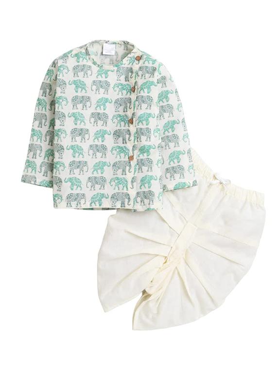 kids printed long sleeve dhoti kurta set - 21948352 - Zoom Image - 0
