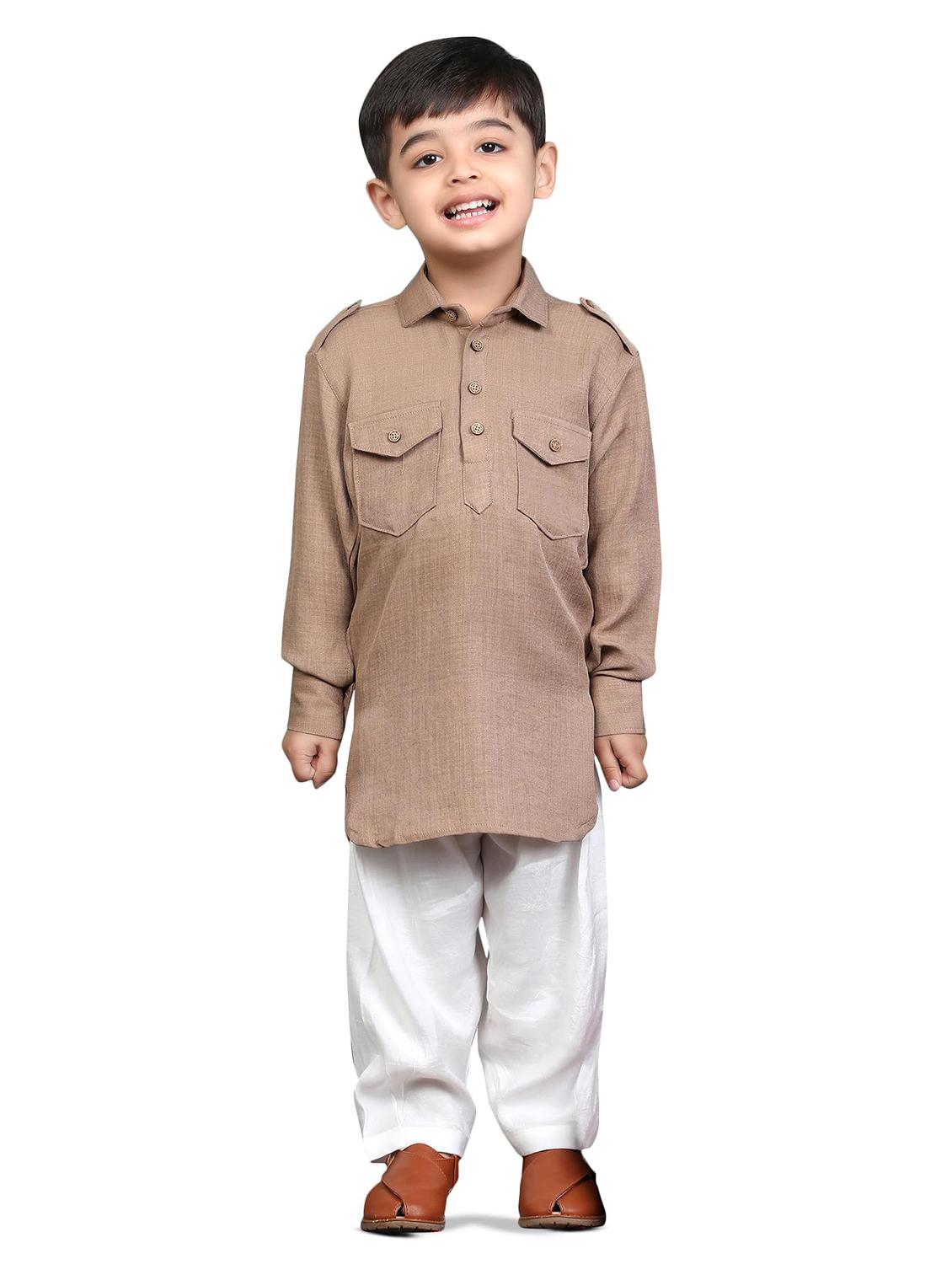 kids solid long sleeve pathani set - 21948358 - Zoom Image - 0