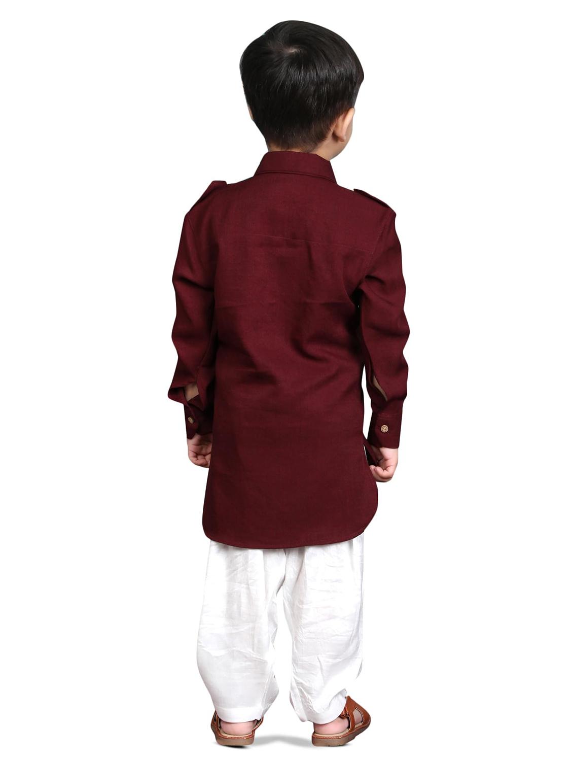 kids solid long sleeve pathani set - 21948359 - Standard Image - 3