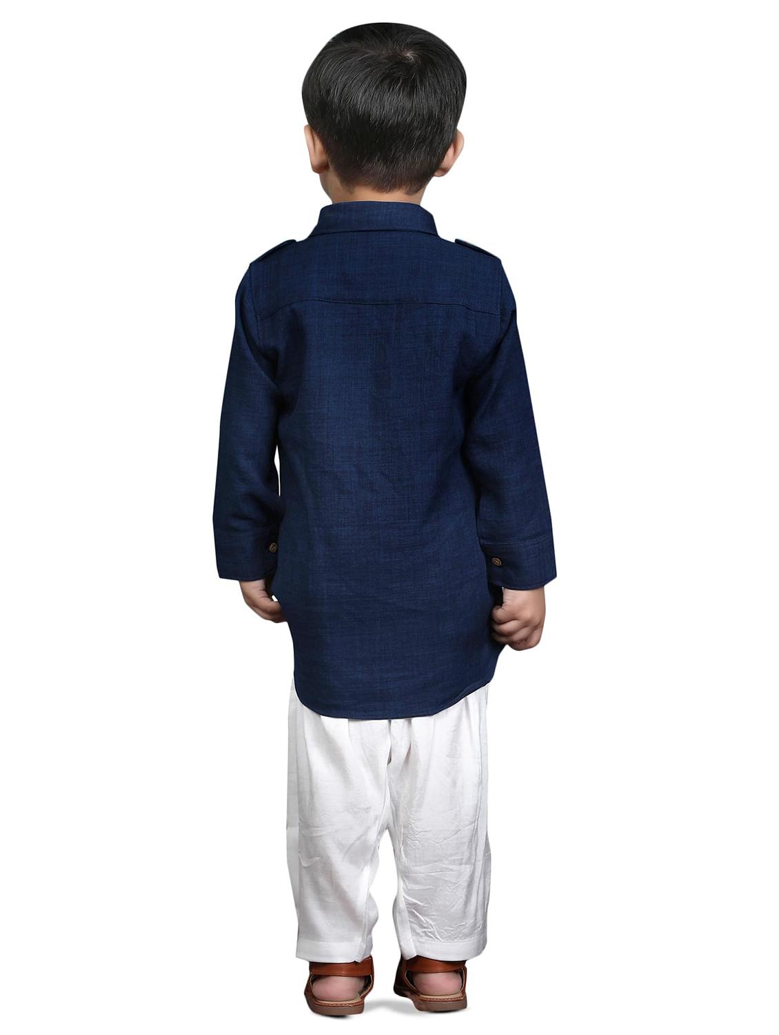 kids solid long sleeve pathani set - 21948360 - Standard Image - 3