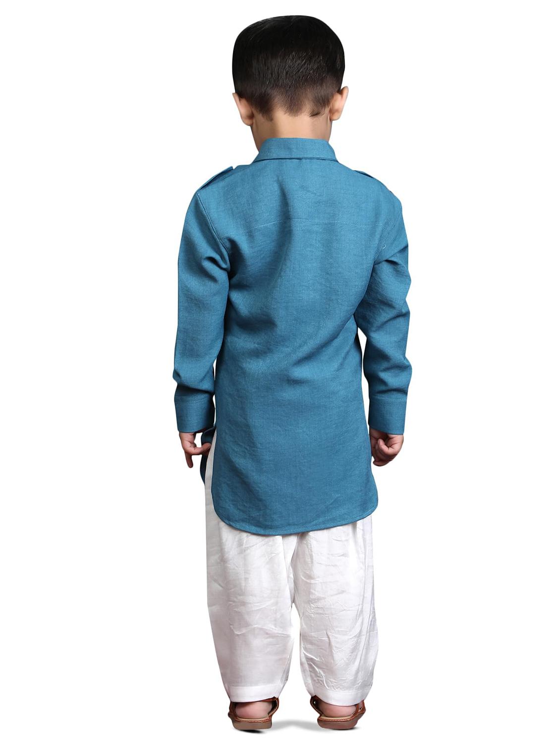 kids solid long sleeve pathani set - 21948361 - Standard Image - 3