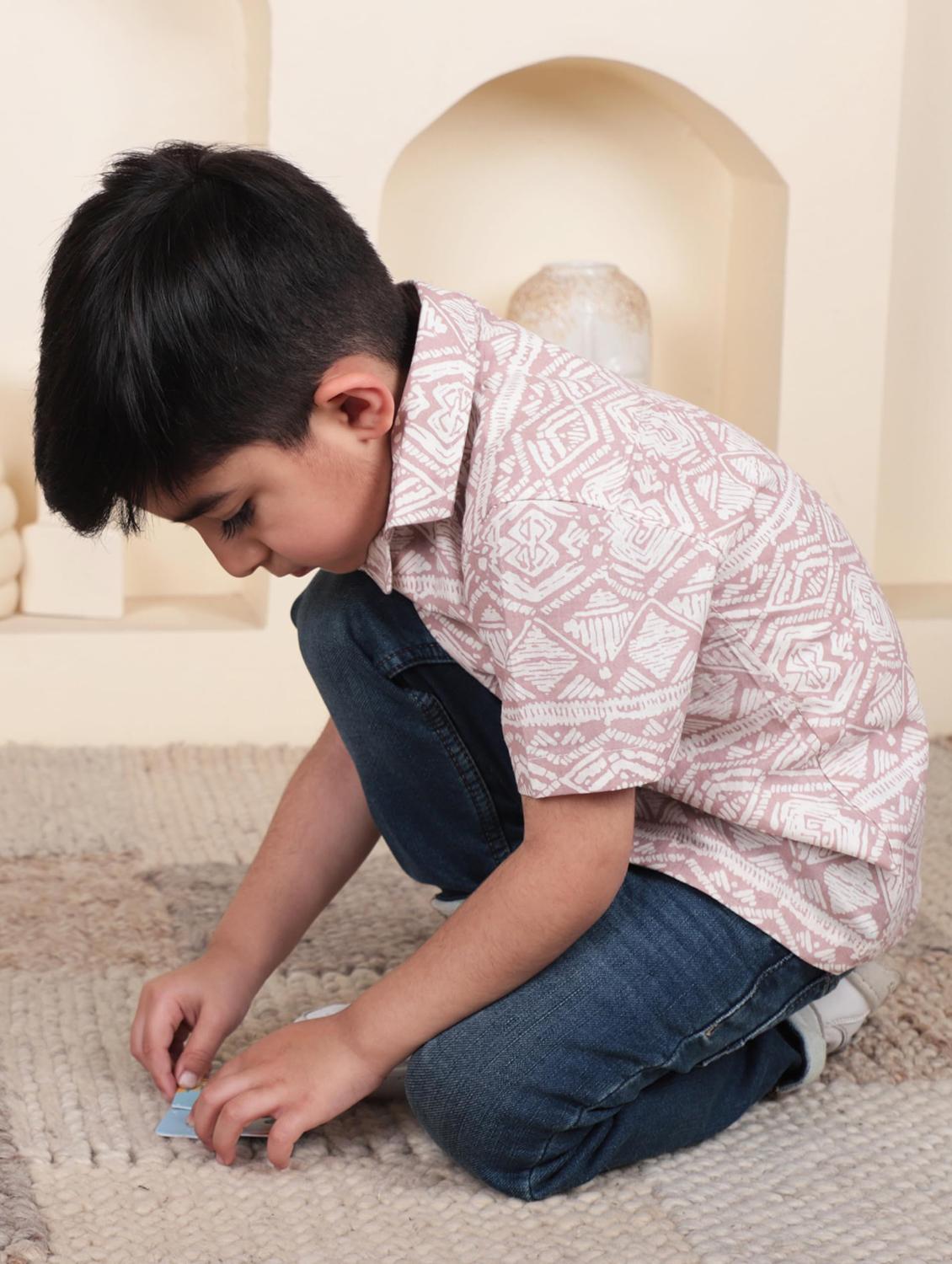 kids printed short sleeve casual shirt - 21948363 - Standard Image - 3