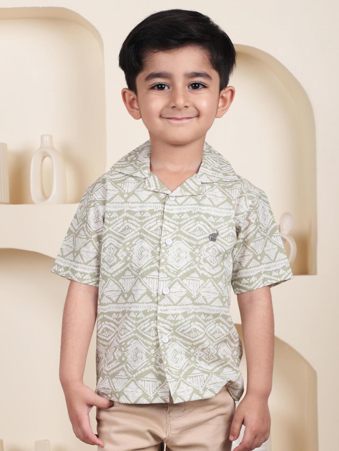 kids printed short sleeve casual shirt - 21948364 -  Zoom Image - 0