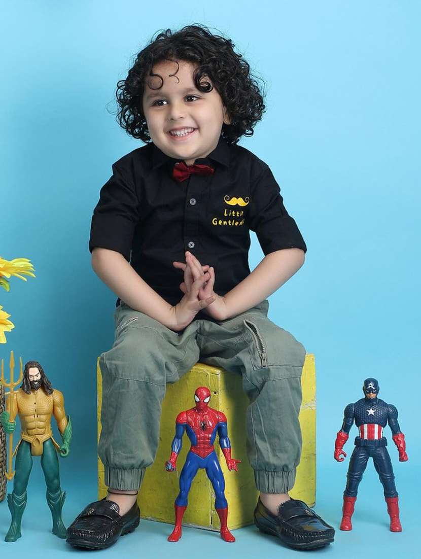 kids black solid long sleeve shirt - 21948367 -  Zoom Image - 0